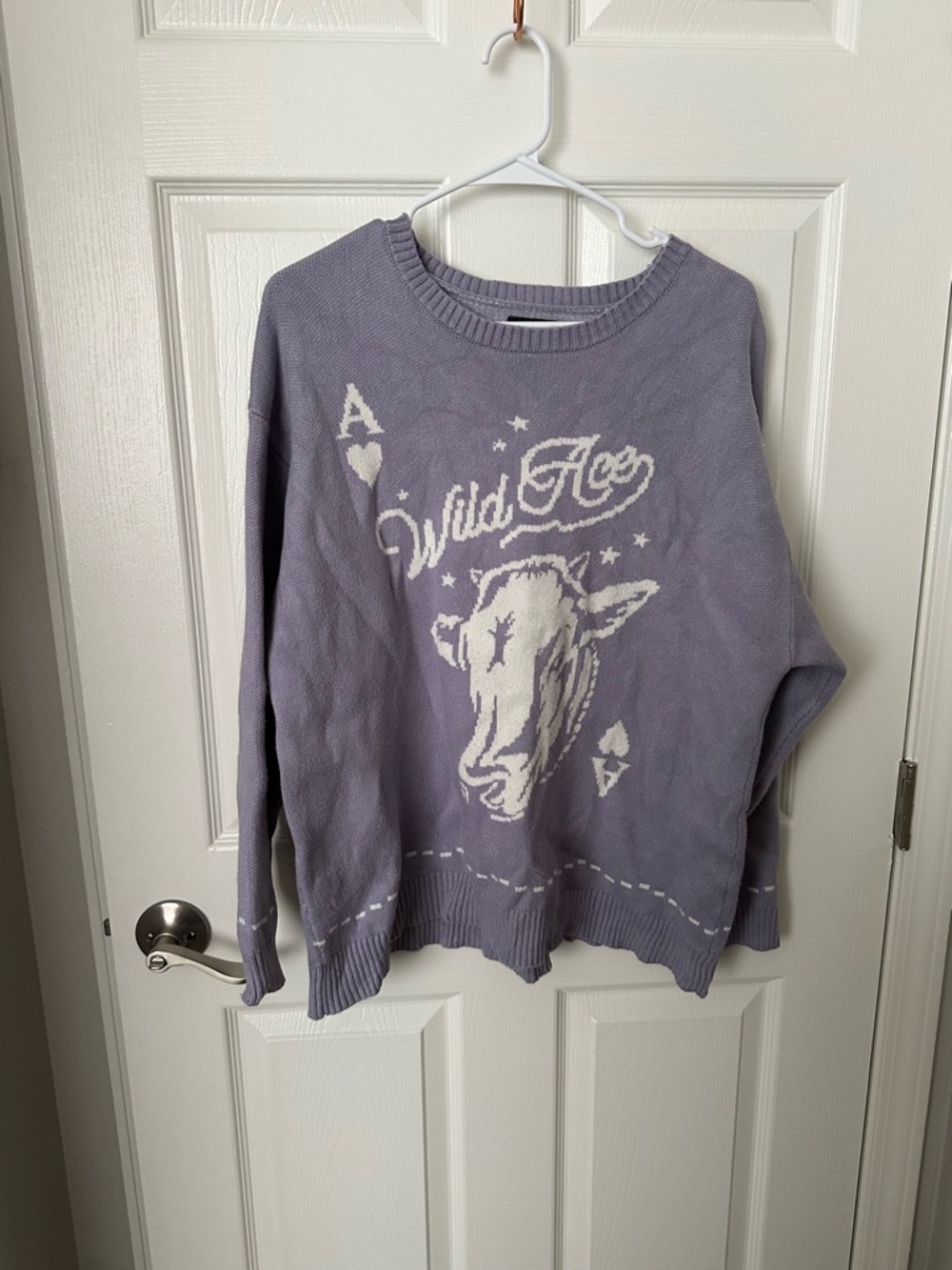 OTTO Lavender Crewneck Sweater with White Wild Ace Graphic